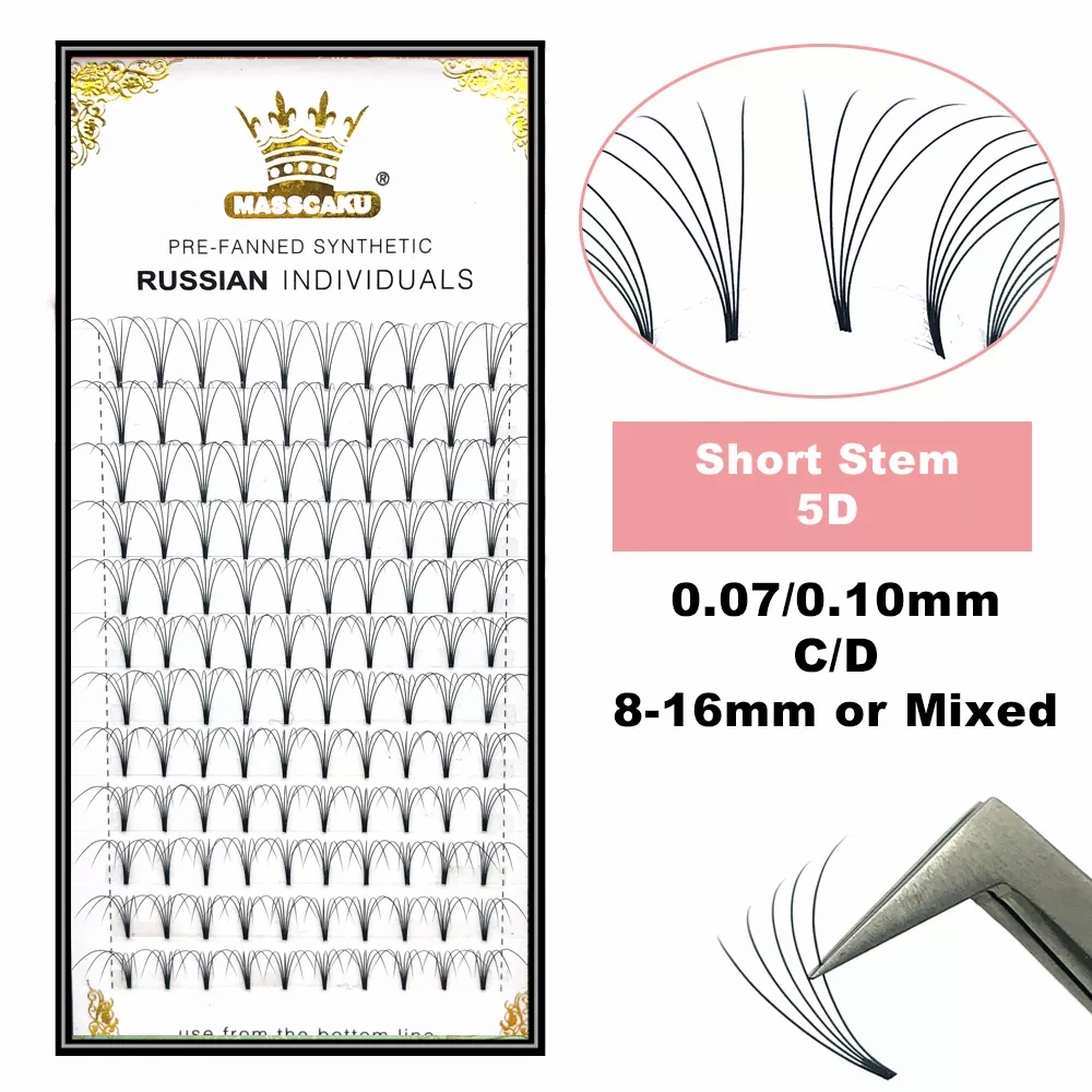 Eyelash Extension For Asian Eyes - MASSCAKU Premade Russian Volume Short Stem