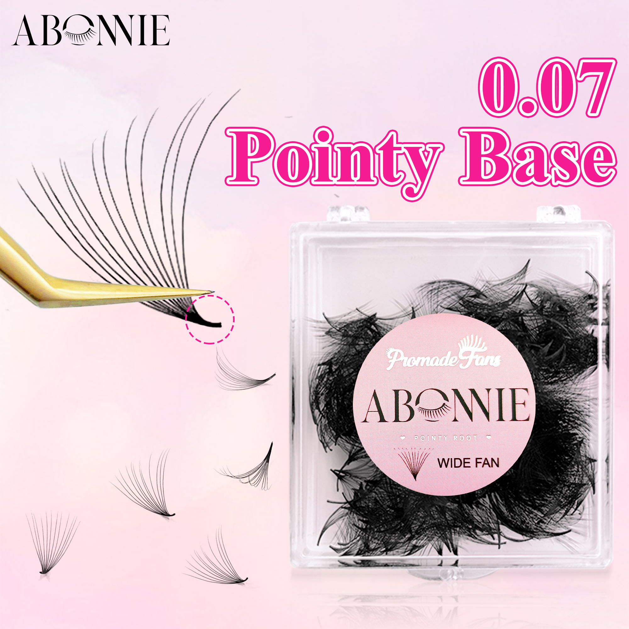 Eyelash Extension For Asian Eyes - ABONNIE 500 Fans Thin Pointy Base