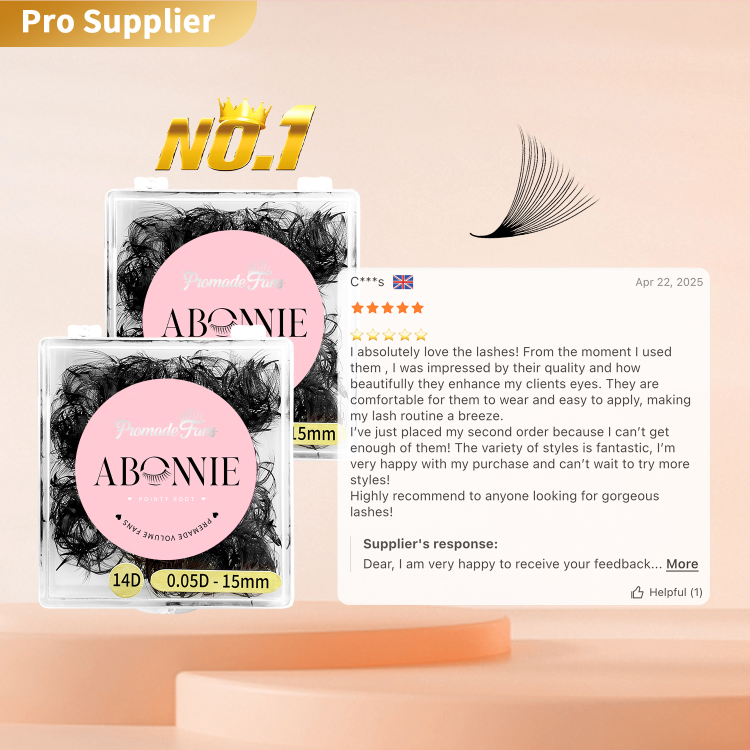 ABONNIE 500 Fans Thin Pointy B - Eyelash Extension For Asian Eyes reseña y precio
