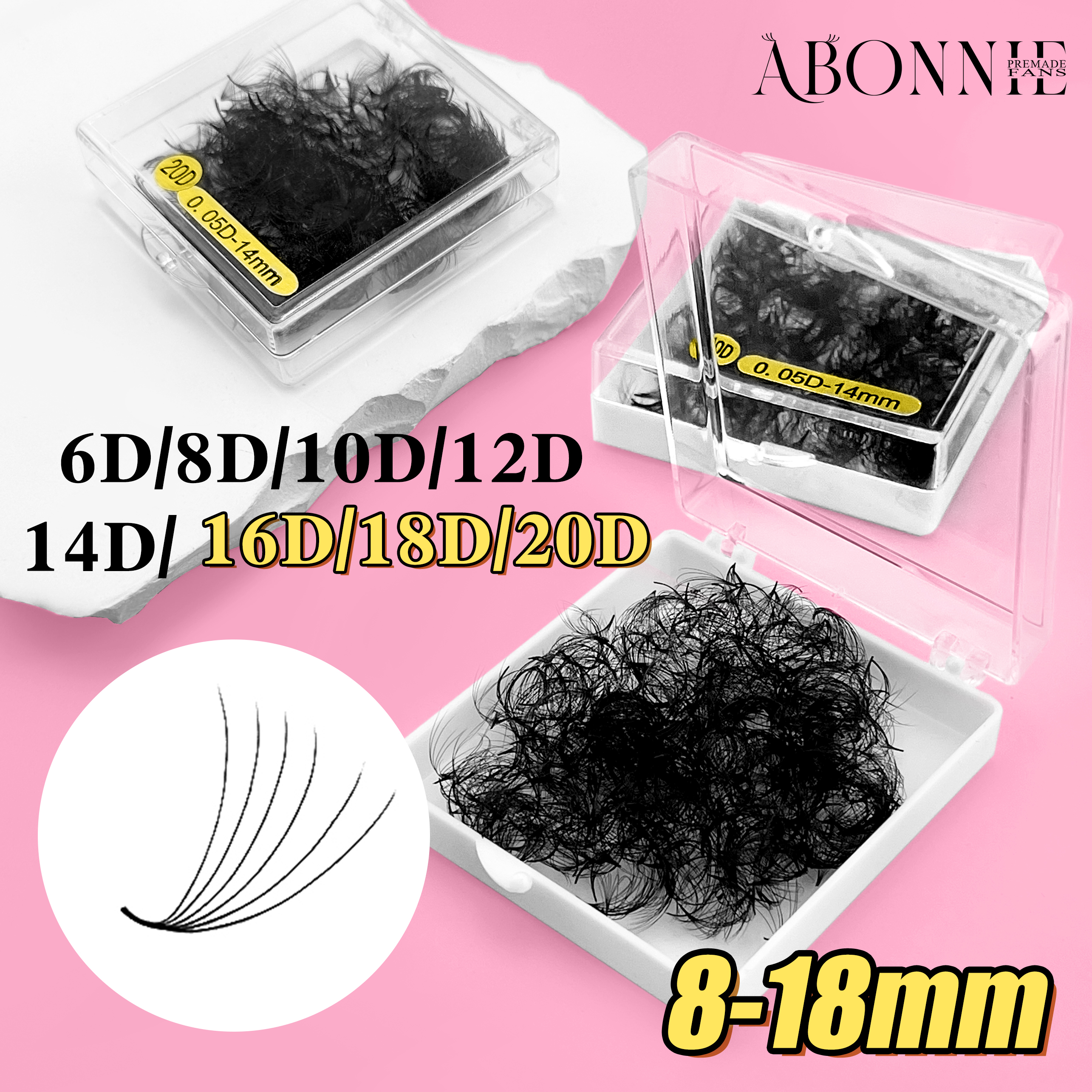 ABONNIE 500 Fans Thin Pointy B - Eyelash Extension For Asian Eyes reseña y precio