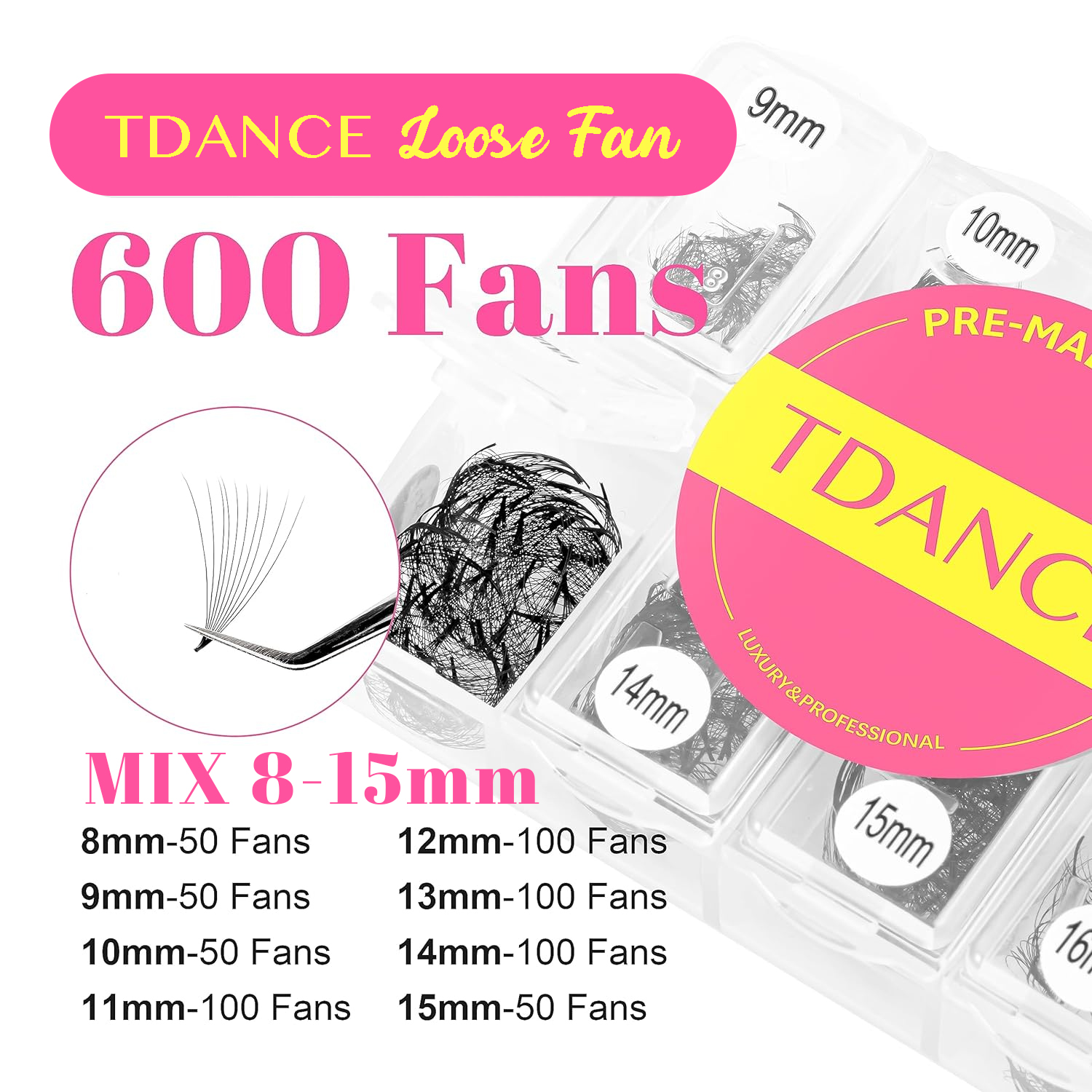 TDANCE 600 Fans Loose Fan Mixe - Eyelash Extension Medium reseña y precio