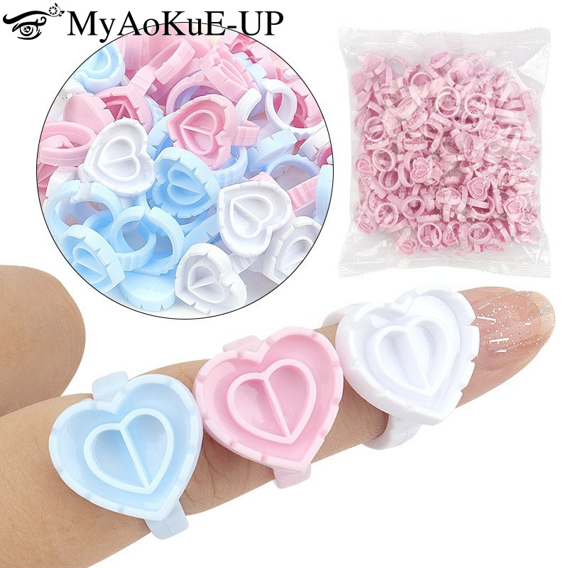 100Pcs Disposable Glue Ring Ho - Eyelash Extension Double Lash reseña y precio