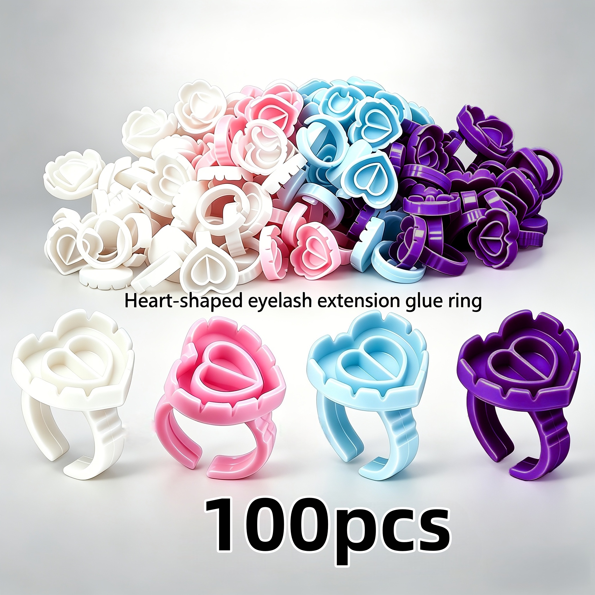 100PCSHeart Eyelash Glue Rings - Eyelash Extension Double Lash reseña y precio