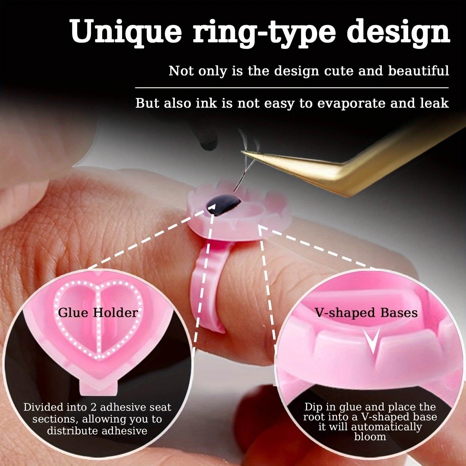 100PCSHeart Eyelash Glue Rings - Eyelash Extension Double Lash reseña y precio