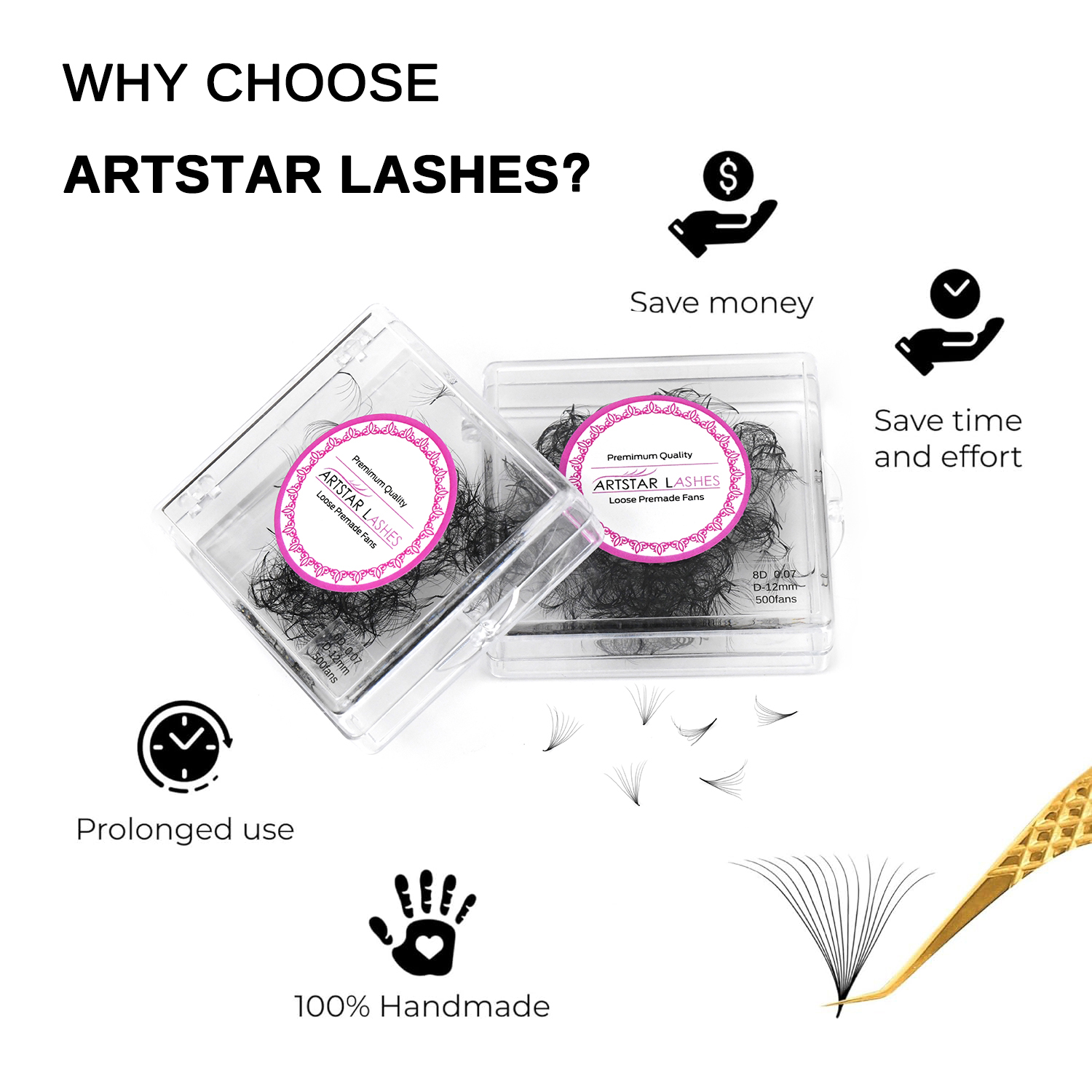 ARTSTAR 500 Fans Loose Fan Eye - Eyelash Extension For Asian Eyes reseña y precio