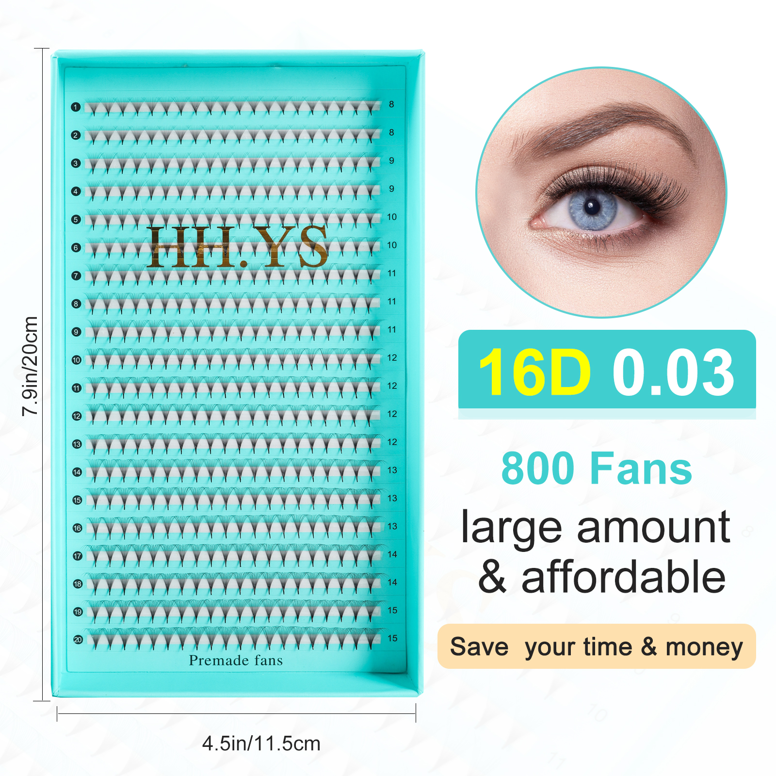 800 Fans 16D 0.03 Thin Roots S - Eyelash Extension Medium reseña y precio